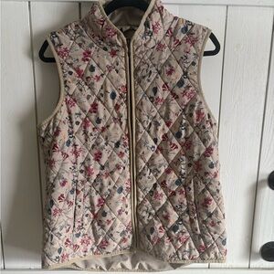 Coldwater Creek Beige Floral Quilted Vest